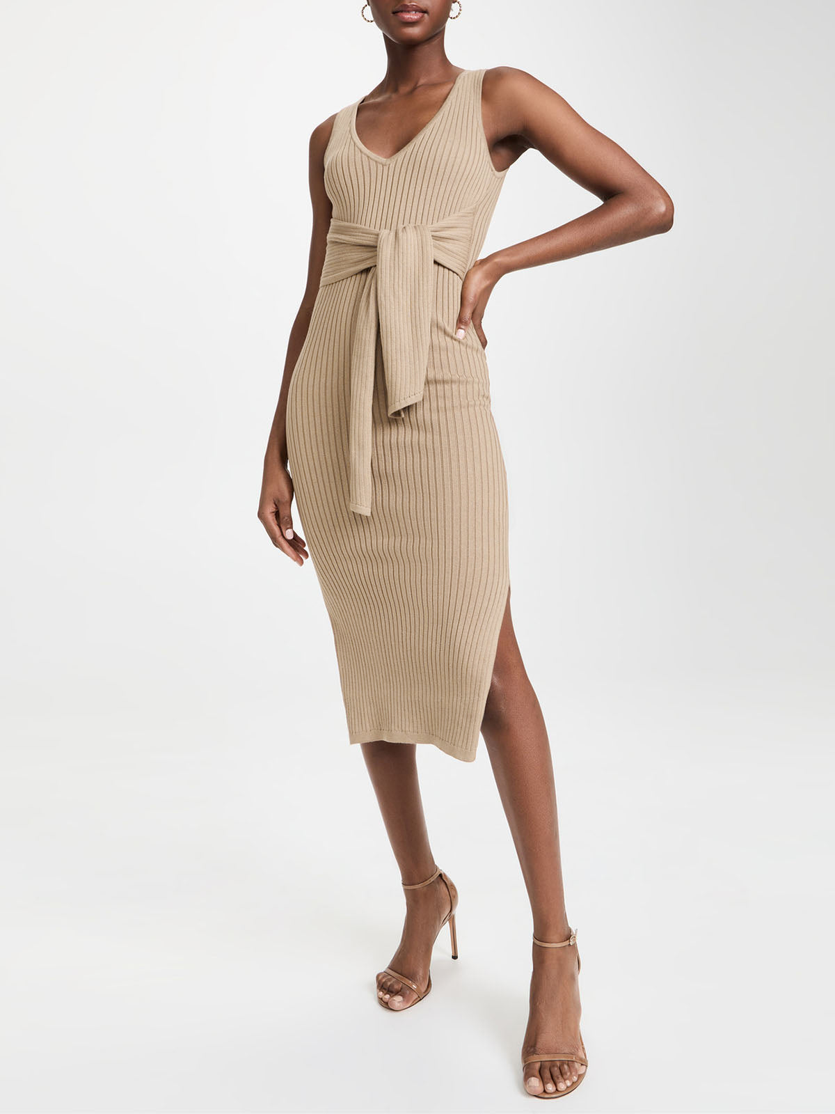 Solid Tie Front Sweater Dress