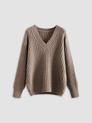 Basic V-Neck Ribbed Sweater