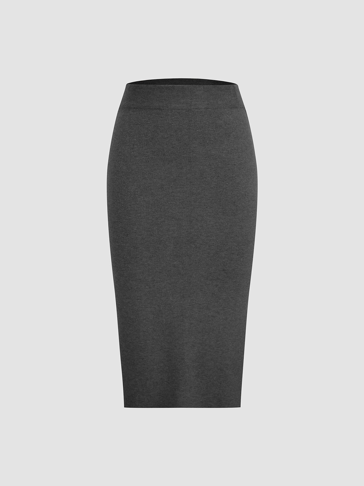 Solid Slit Sweater Skirt