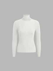 Solid Mockneck Long Sleeve Knit Top