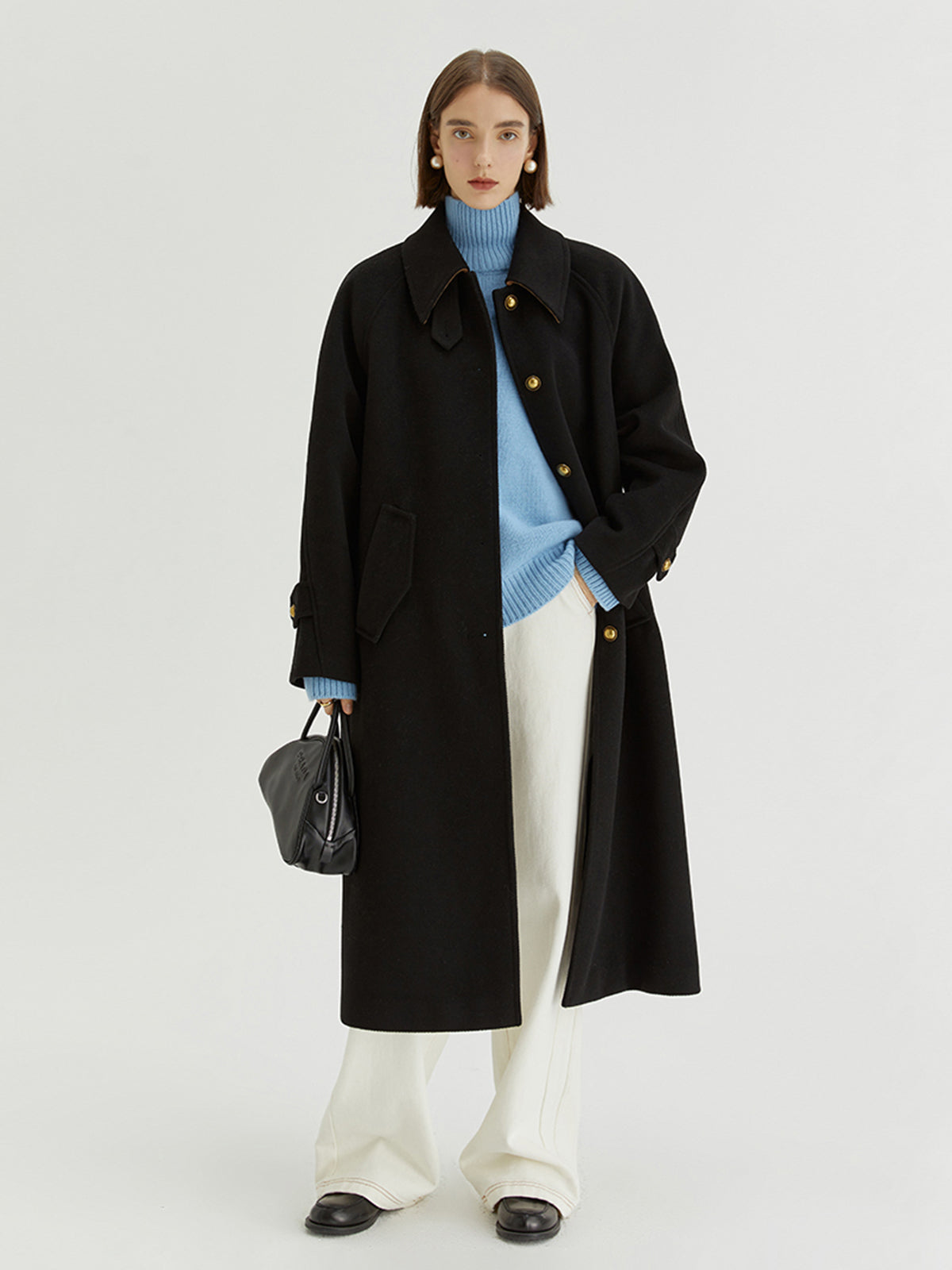 Lapel Collar Long Wool Coat