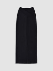 V-Waistband Rib Knit Long Skirt