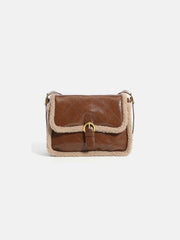 Faux Shearling Leather Shoulder Bag