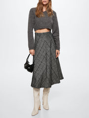 Checkerboard A-Line Midi Skirt