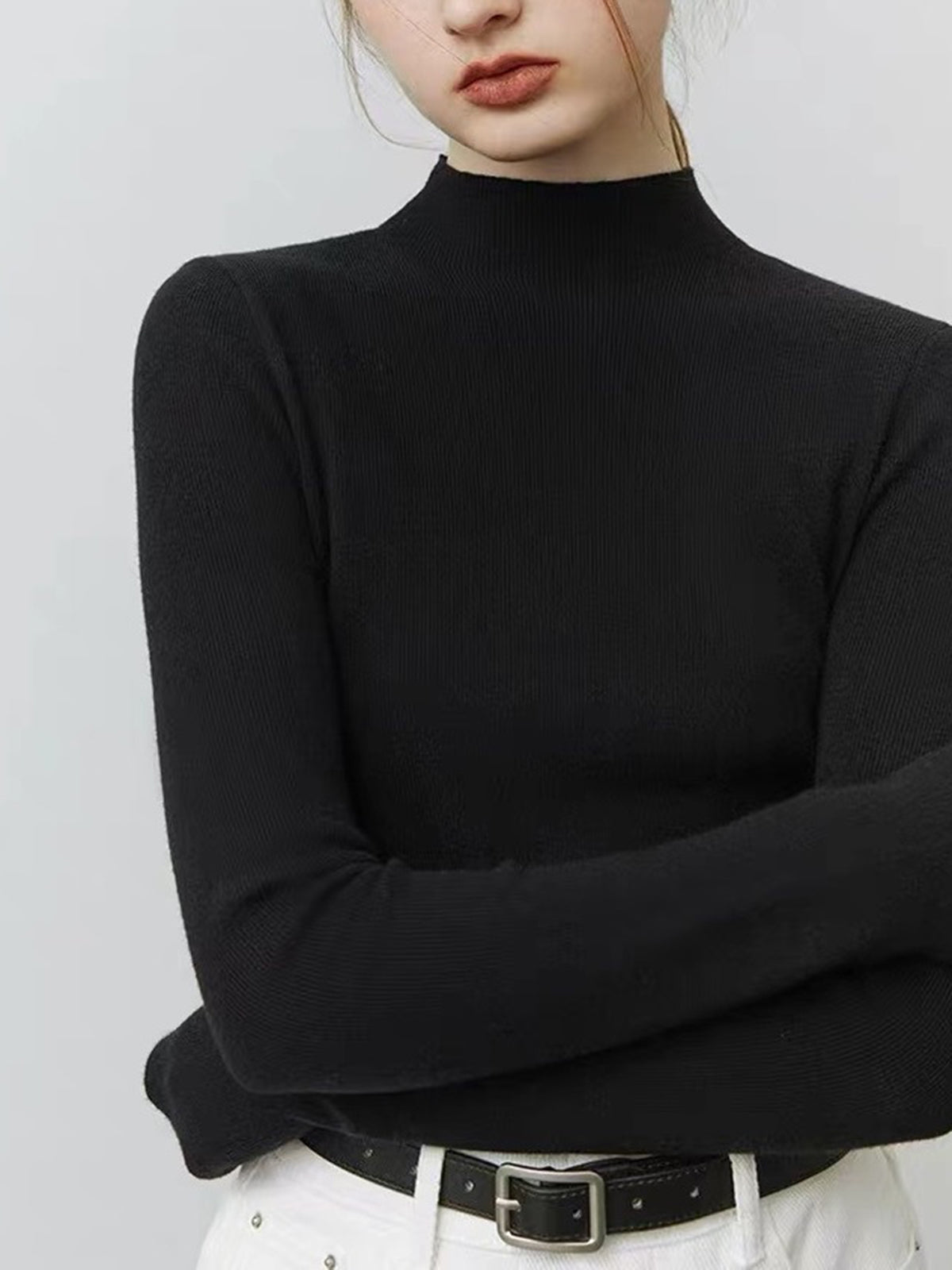 Basic Mock Neck Pullover Sweater