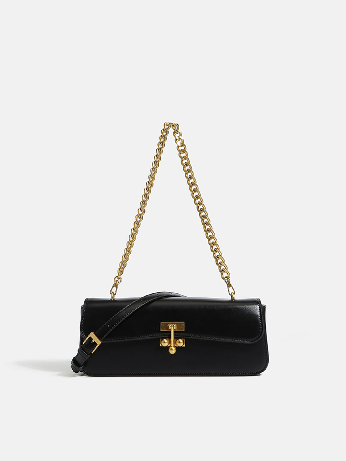 Chain Icon Leather Shoulder Bag