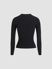 Collared Solid V-Neck Sweater