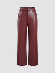 Brownie Faux Leather Wide Leg Pants