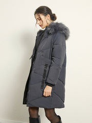 Lightweight Faux Fur Trim Quilted Parka Coat