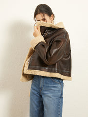 Leisurely Shearling Leather Flight Jacket