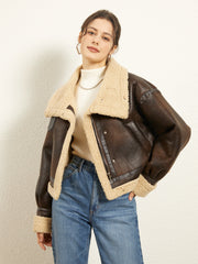 Leisurely Shearling Leather Flight Jacket