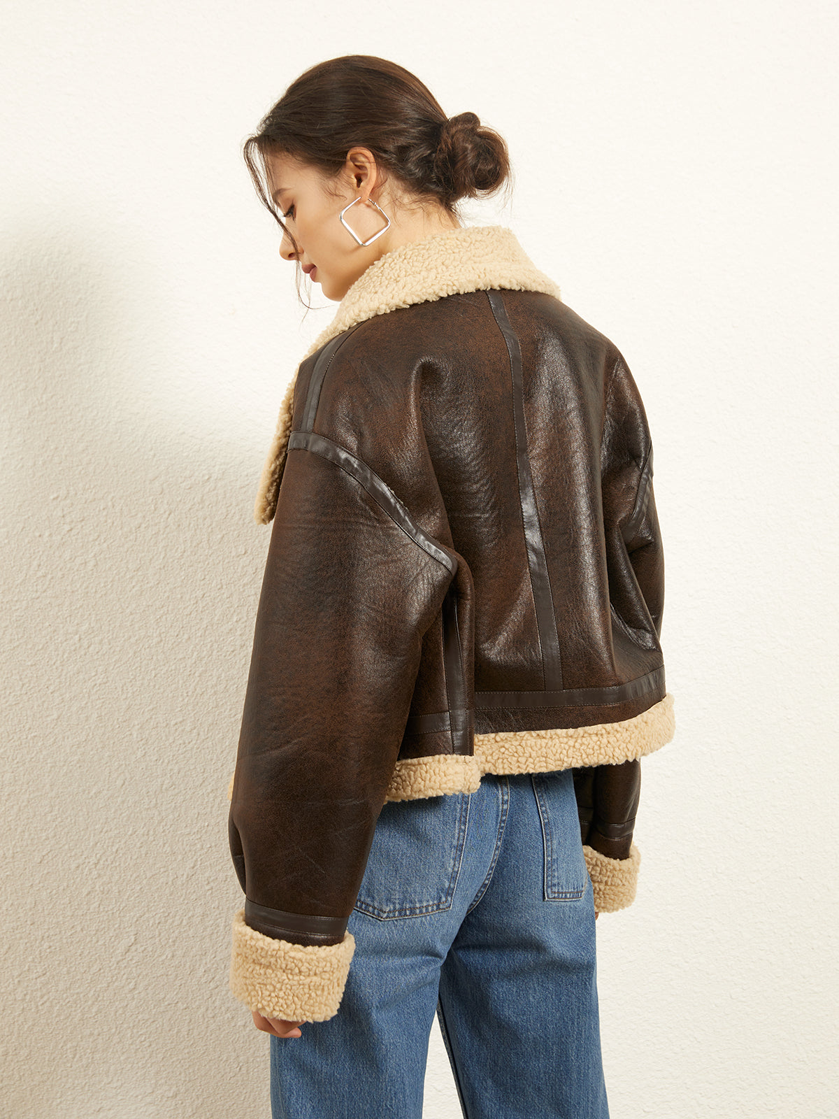 Leisurely Shearling Leather Flight Jacket