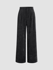 Solid Corduroy Straight Leg Pants