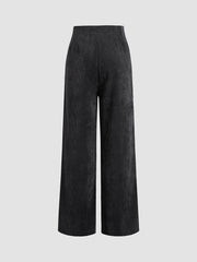 Solid Corduroy Straight Leg Pants