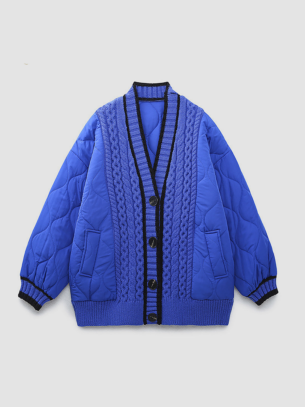 Braided Quilted Winter Cardigan Coat