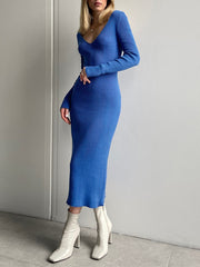 Bodycon V-Neck Sweater Dress