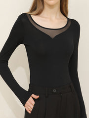 Contrast Mesh Long Sleeve Shirt