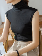 Turtleneck Sleeveless Tank Top