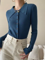 Collared Button Up Knit Top