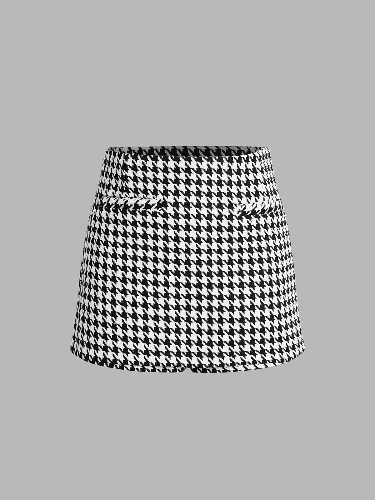 Houndstooth Zip Up Skort