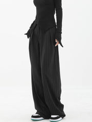 Baggy Pinstripe Wide Leg Dress Pants