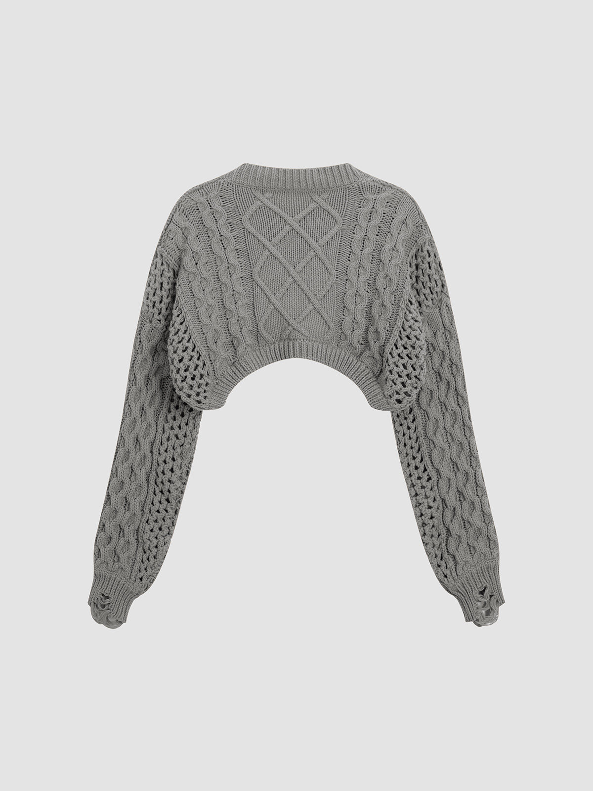 Solid Cable Knit Crop Sweater