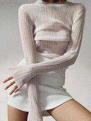 See Through Mesh Textured Shirt