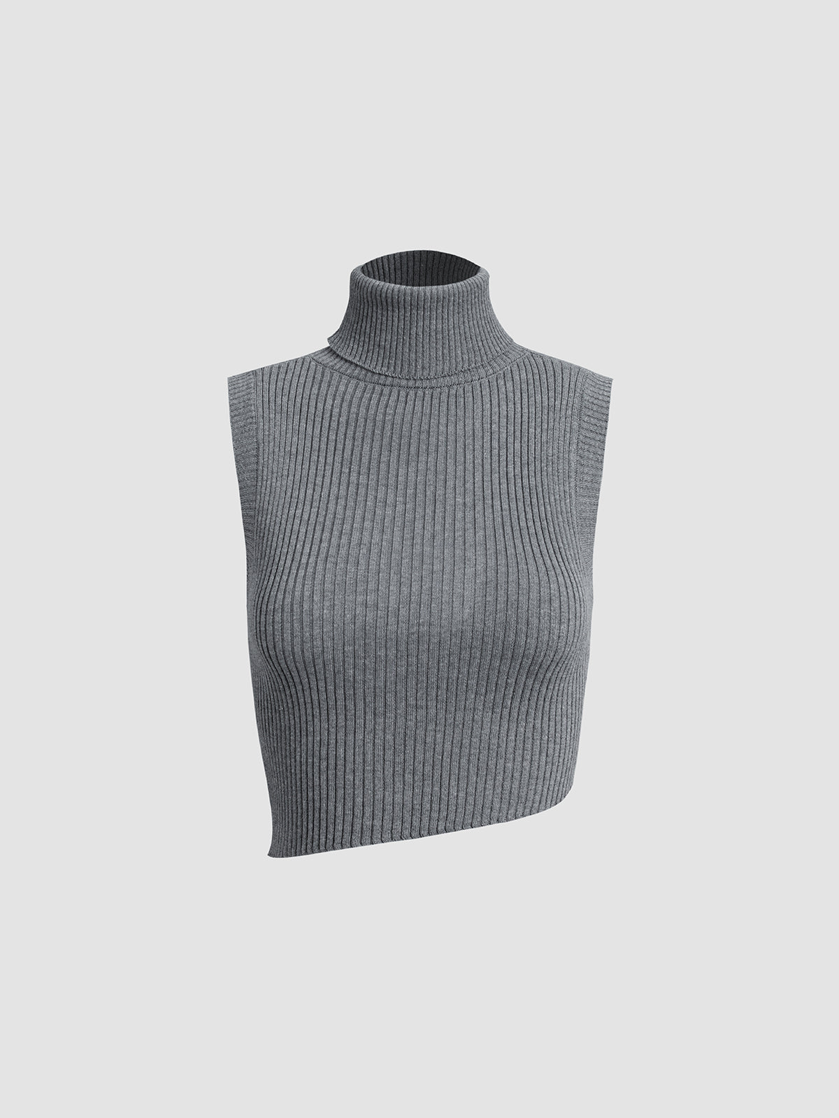 Asymmetrical Trim Turtleneck Sweater Vest