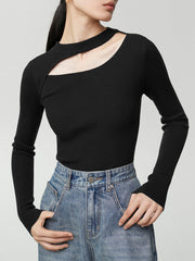 Halter Top Cutout Long Sleeve Shirt