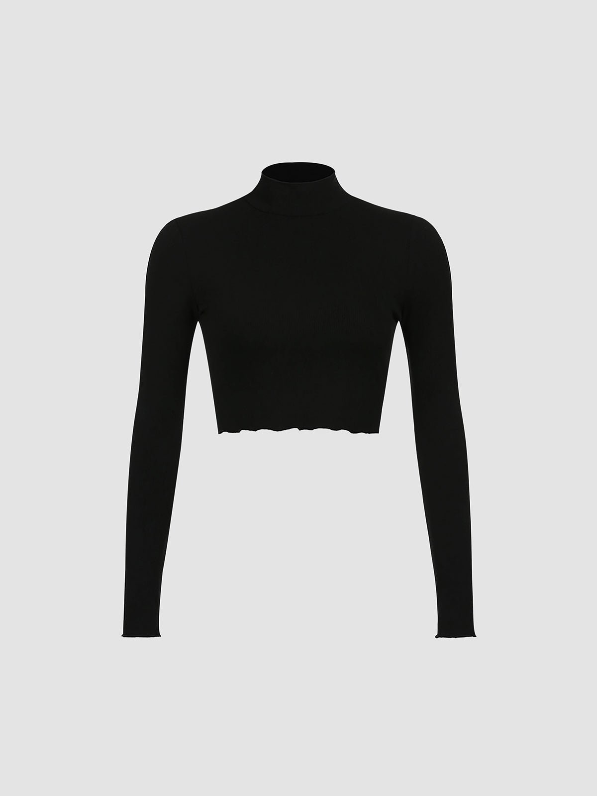 Black Mock Neck Crop Shirt