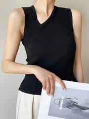 Asymmetrical Neck Knit Tank Top