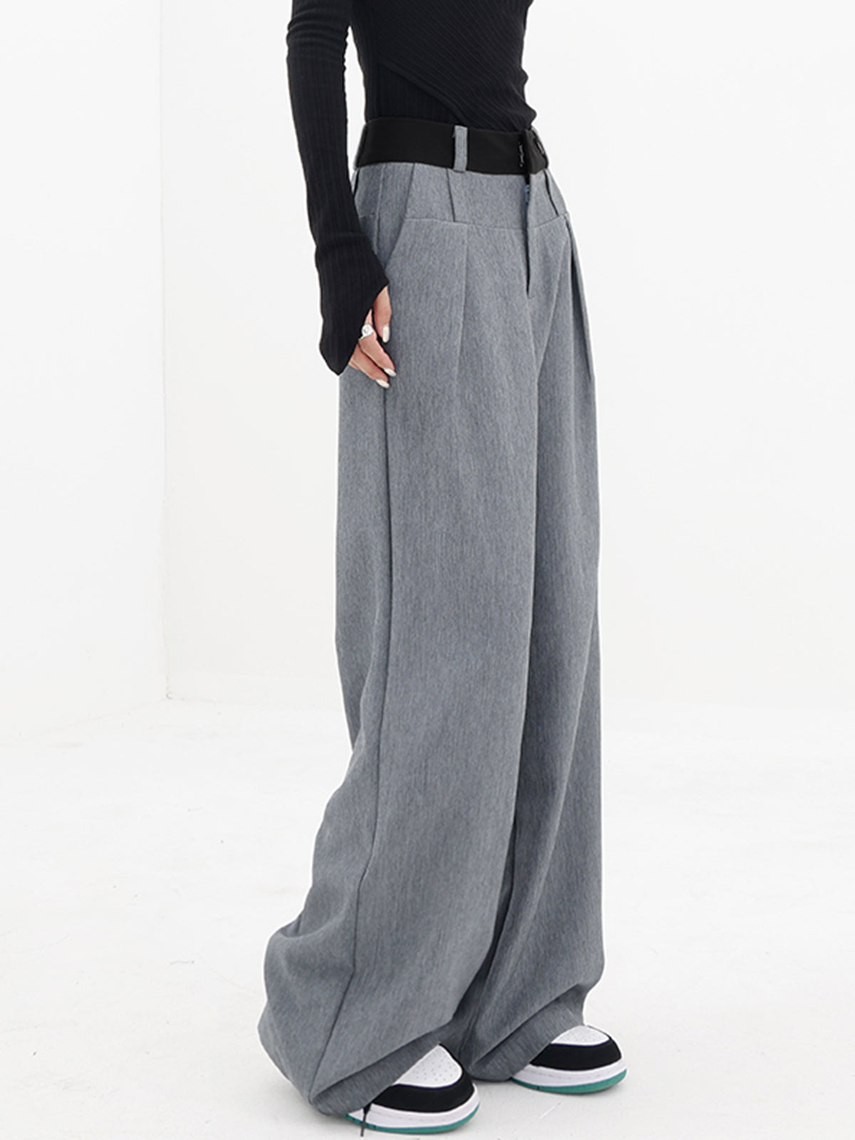 Contrast Binding Wide Leg Pants