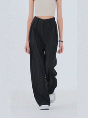 Baggy Pinstripe Wide Leg Dress Pants