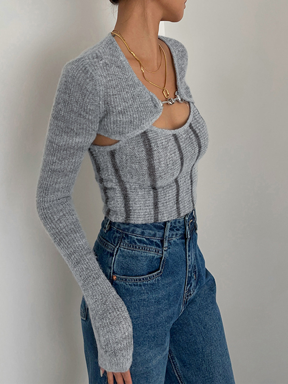 Leisurely Shrug Knit Two-Piece Matching Set