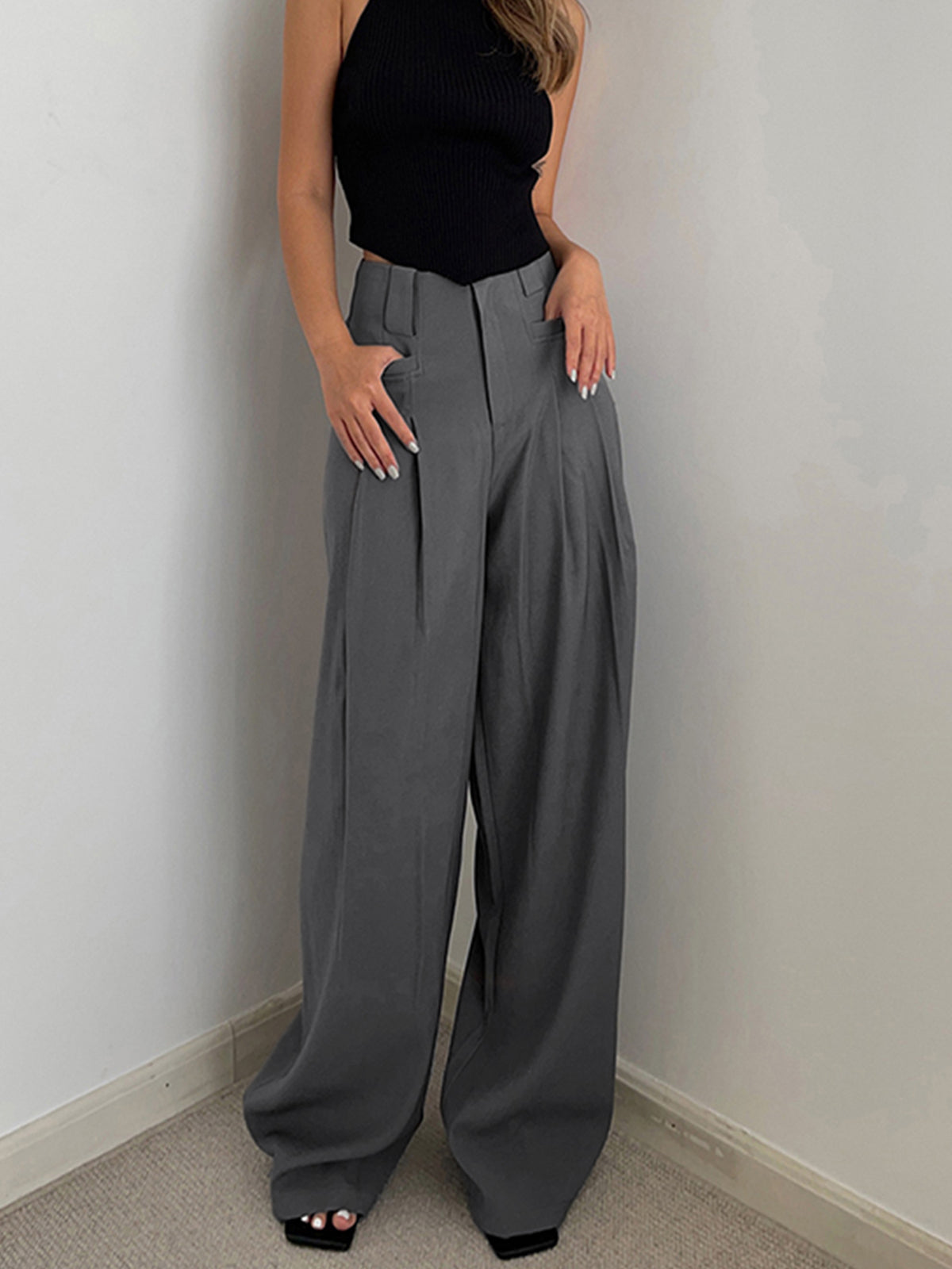 Leisure Pleated Wide Leg Dress Pants