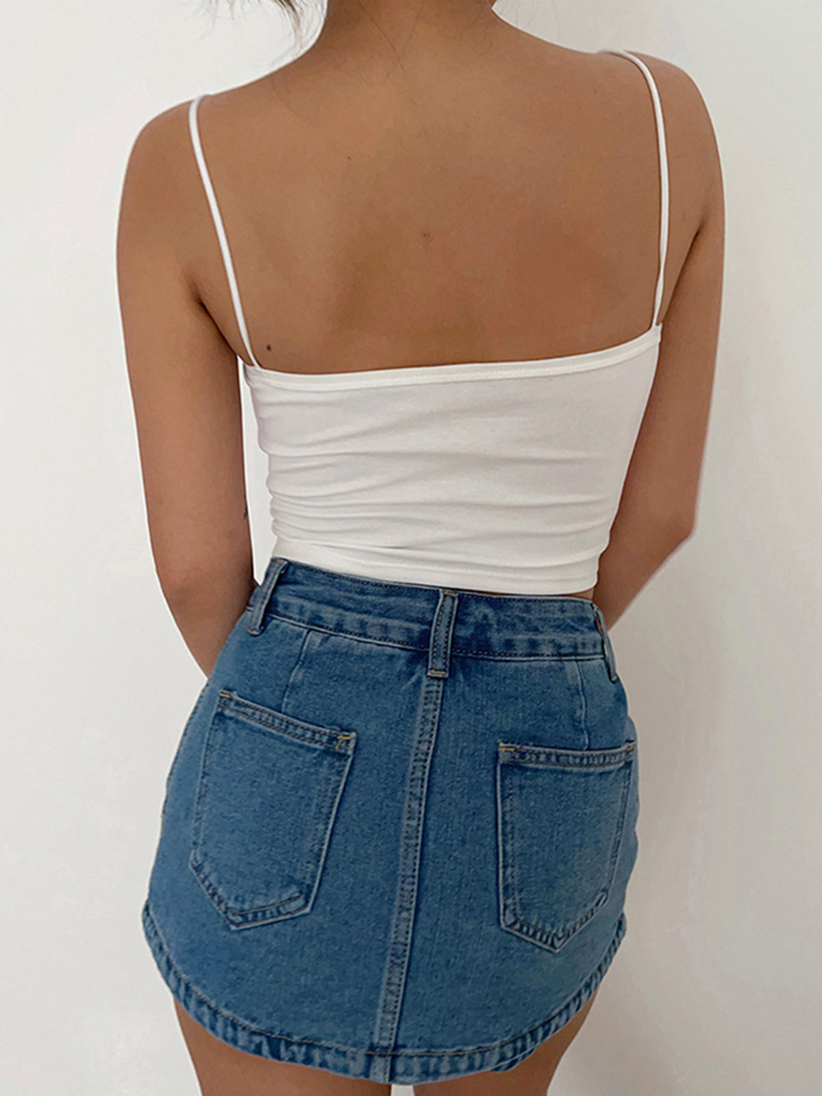 Asymmetrical Trim Crop Cami Top