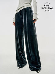 Solid Velvet Wide Leg Pants