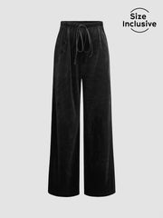 Solid Velvet Straight Leg Pants