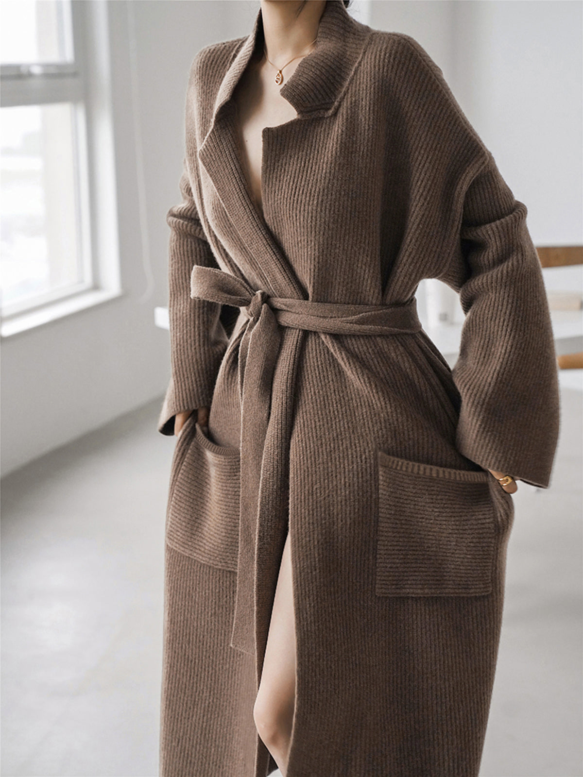 Solid Knit Trench Coat