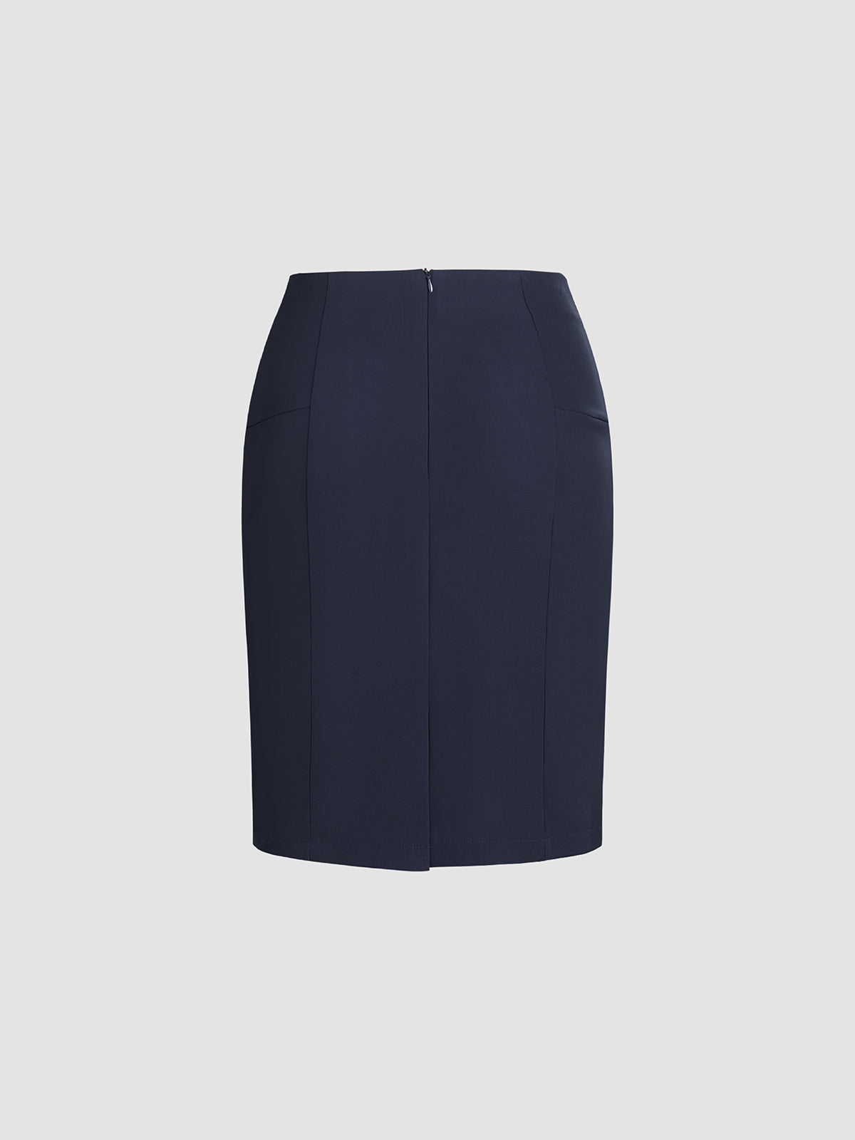 High Waisted Solid Colored Pencil Midi Skirt