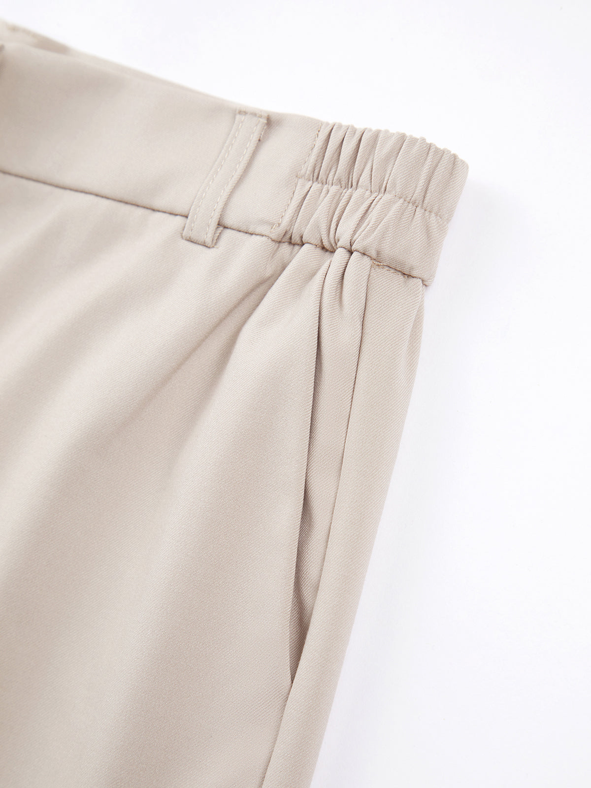 High Waisted Mid-Thigh Elastic Waist Trouser Shorts