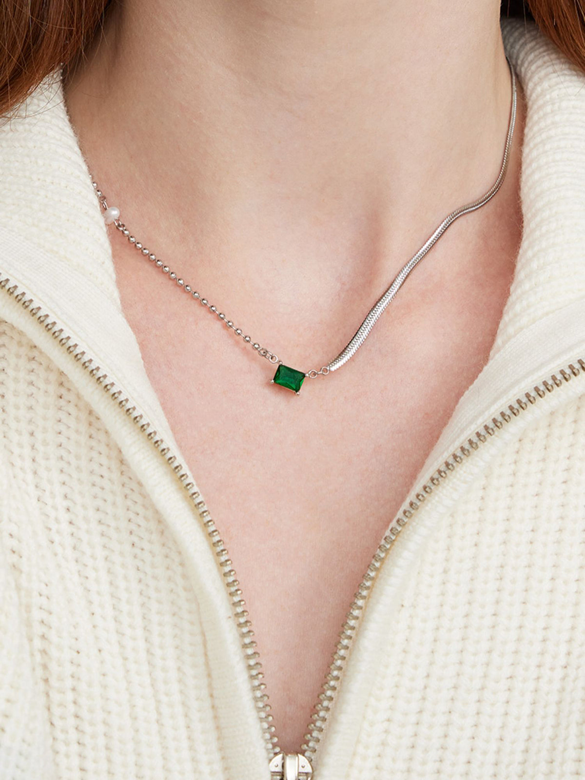 Asymmetrical Rope Olivine Necklace