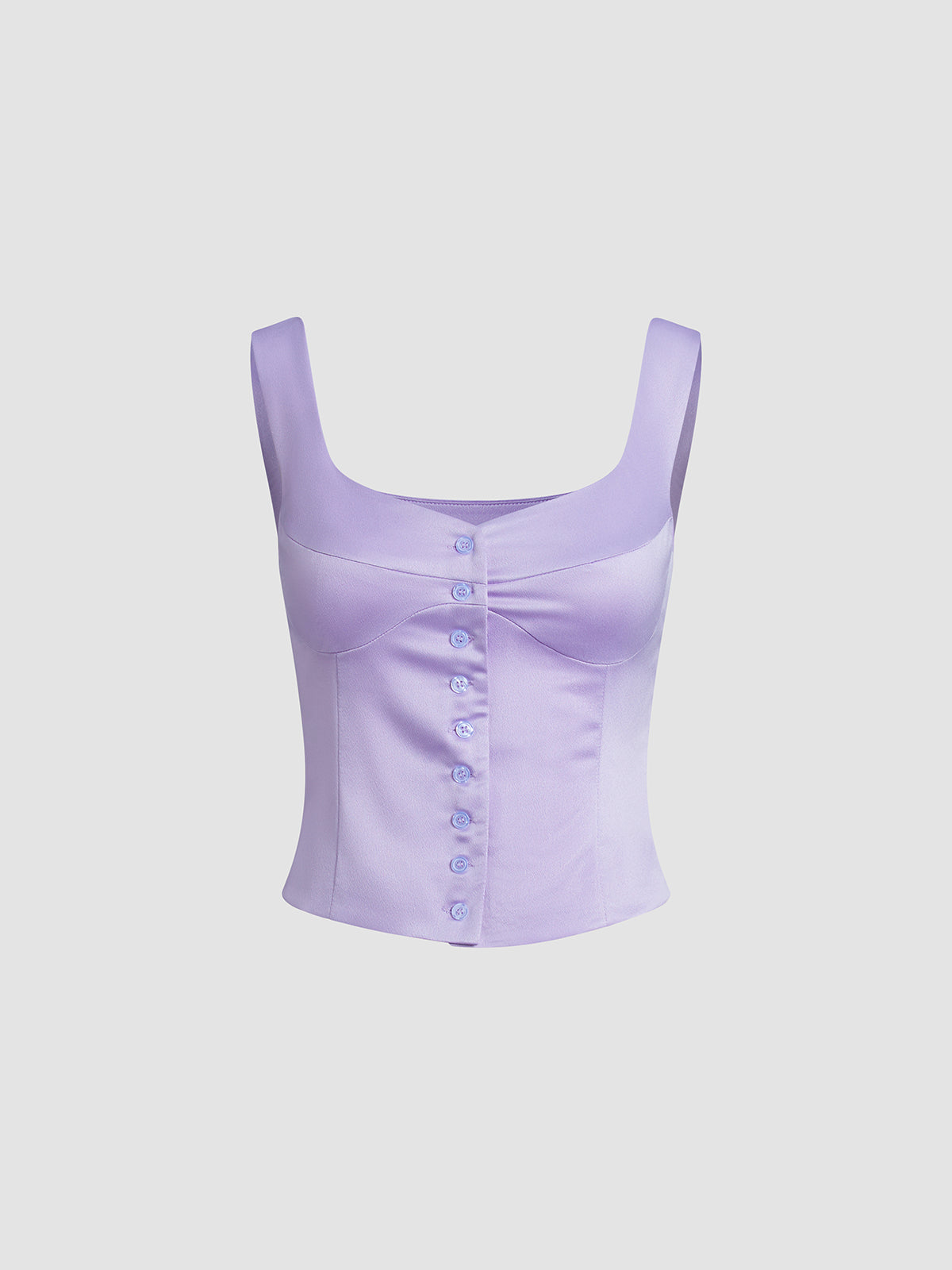 Mauve Button Front Contour Sleeveless Top