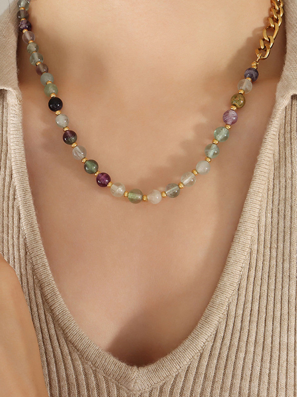 Colorful Nature Fluorite Necklace