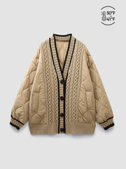 Braided Quilted Winter Cardigan Coat