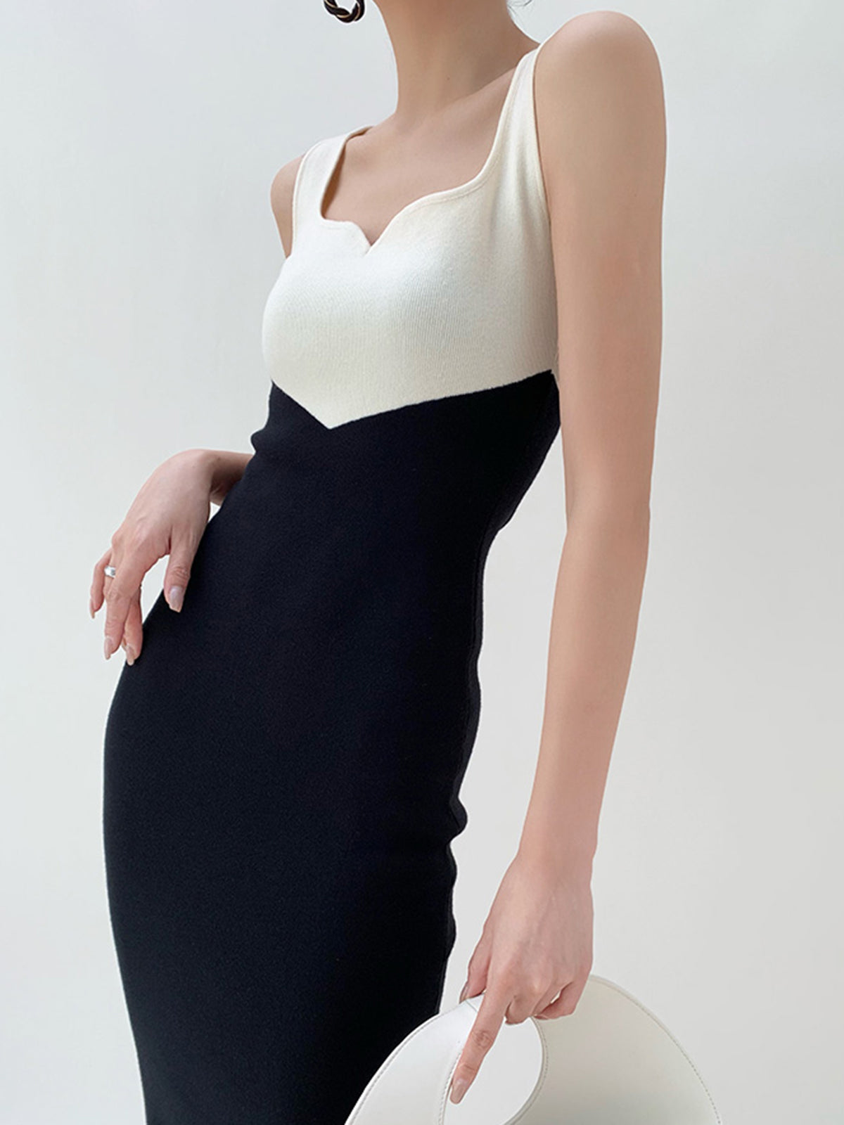 Two Tone Bodycon Midi Dress