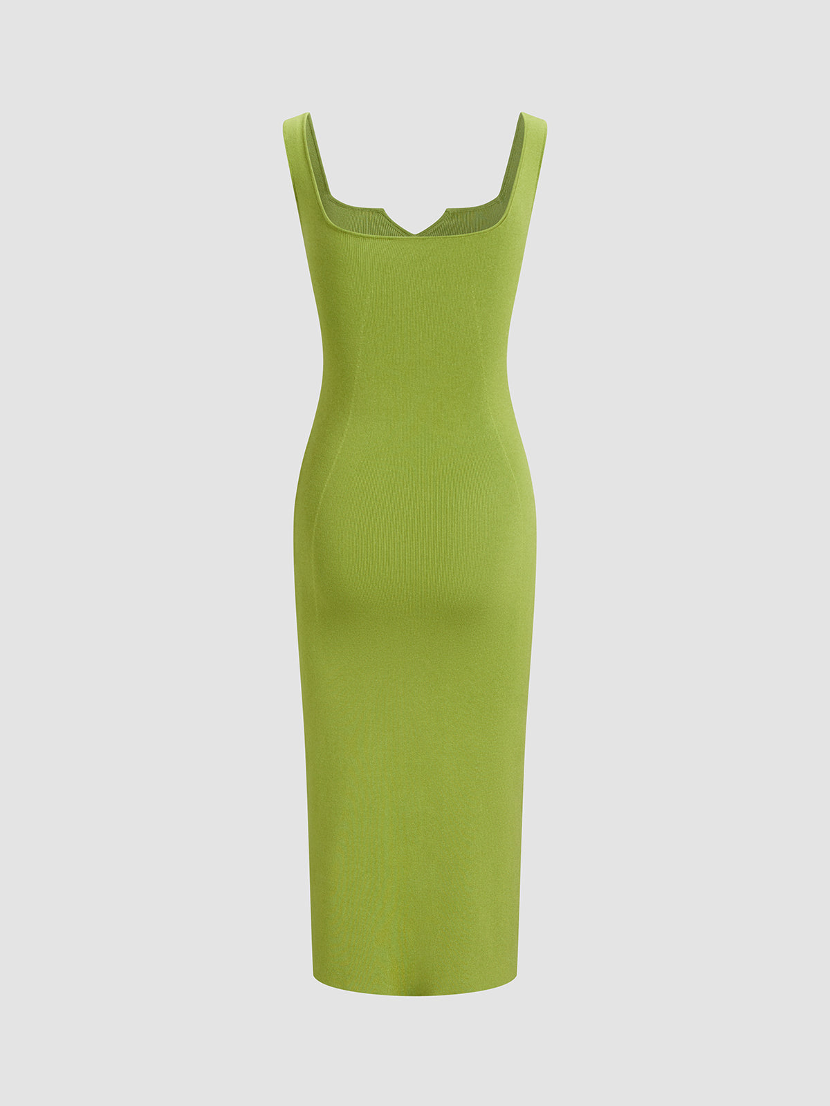 Solid Square Neck Bodycon Midi Dress