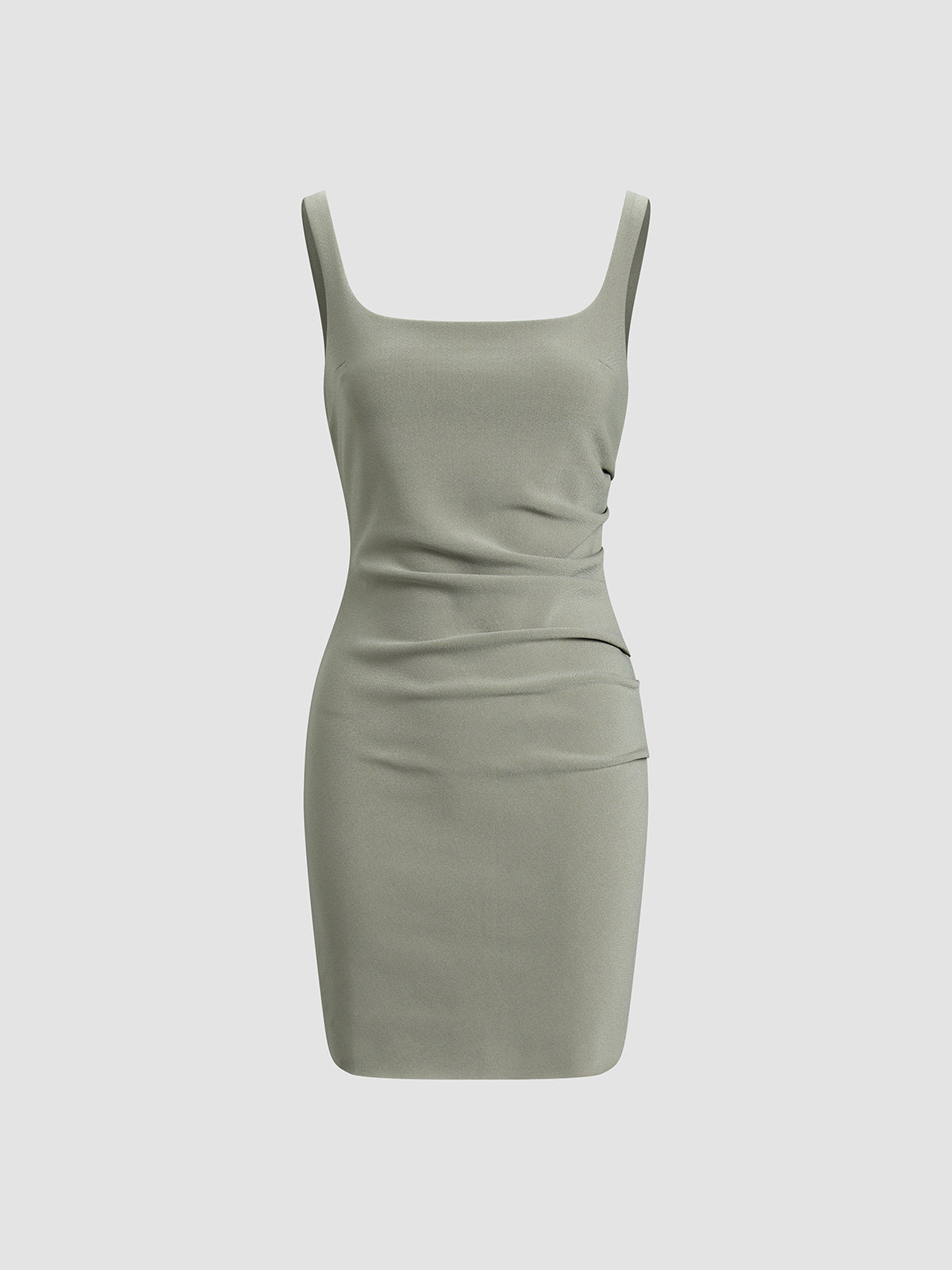 Square Neck Bodycon Ruched Short Dress