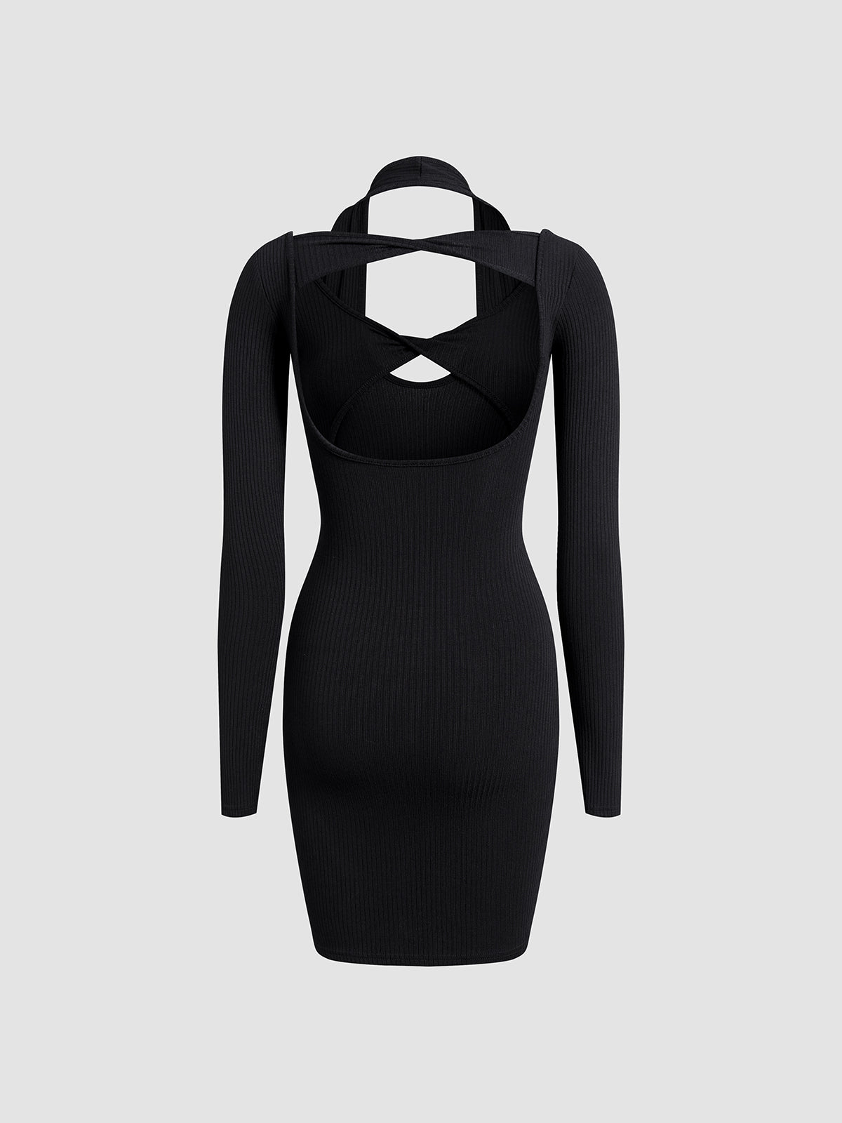 Keyhole Cutout Halter Bodycon Short Dress