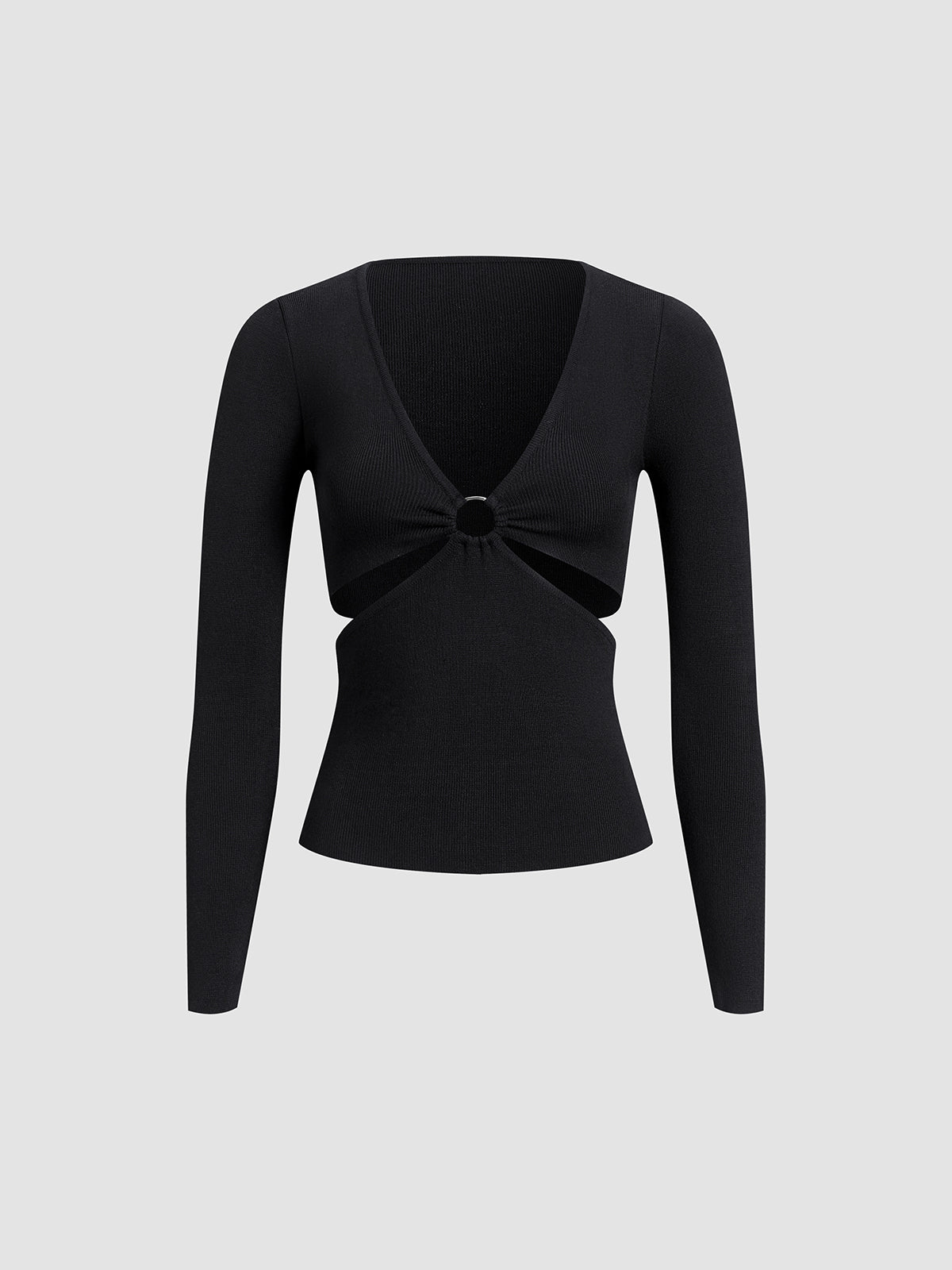 Keyhole Cutout Long Sleeve Shirt